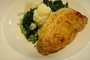 Blumenkohl Erbsen Spinat mit Schweineschnitzel