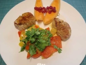 Peperoni mit Schweinefilet und Honigmelone