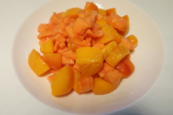 Oranges Menue Papaya Aprikosensalat