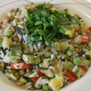 Bunte Reis, Linsenpfanne mit Gemüse